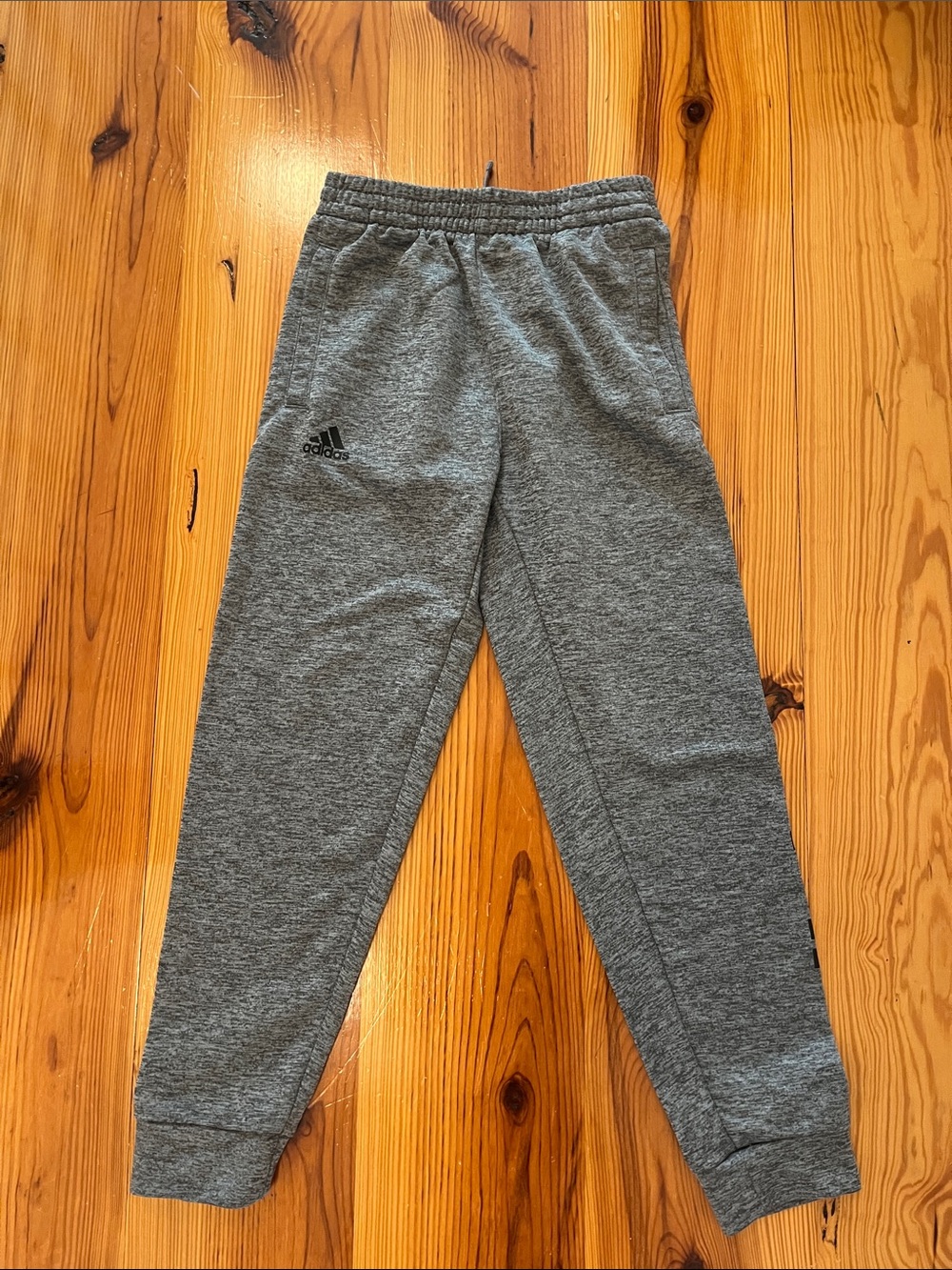 adidas Kids Grey Heather Sweatpants with Black Logo